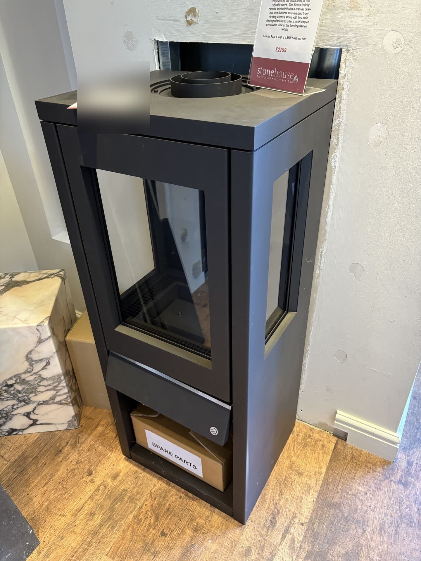 Qudos Xenos Balanced-Flue Gas Stove with Log Store Base - New & Unboxed