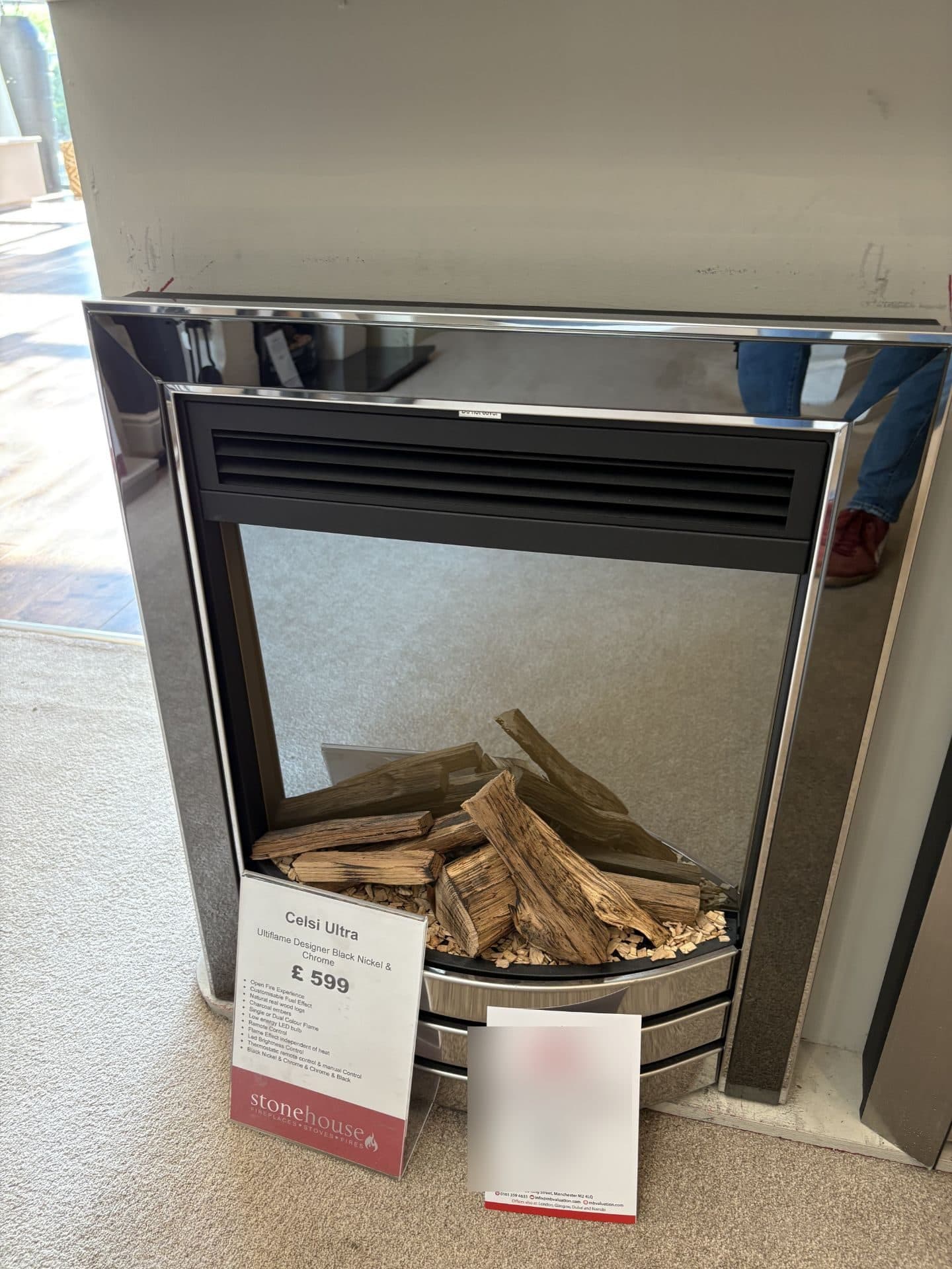 Celsi Ultiflame Ultra Designer Electric Fire - Black Nickel & Chrome