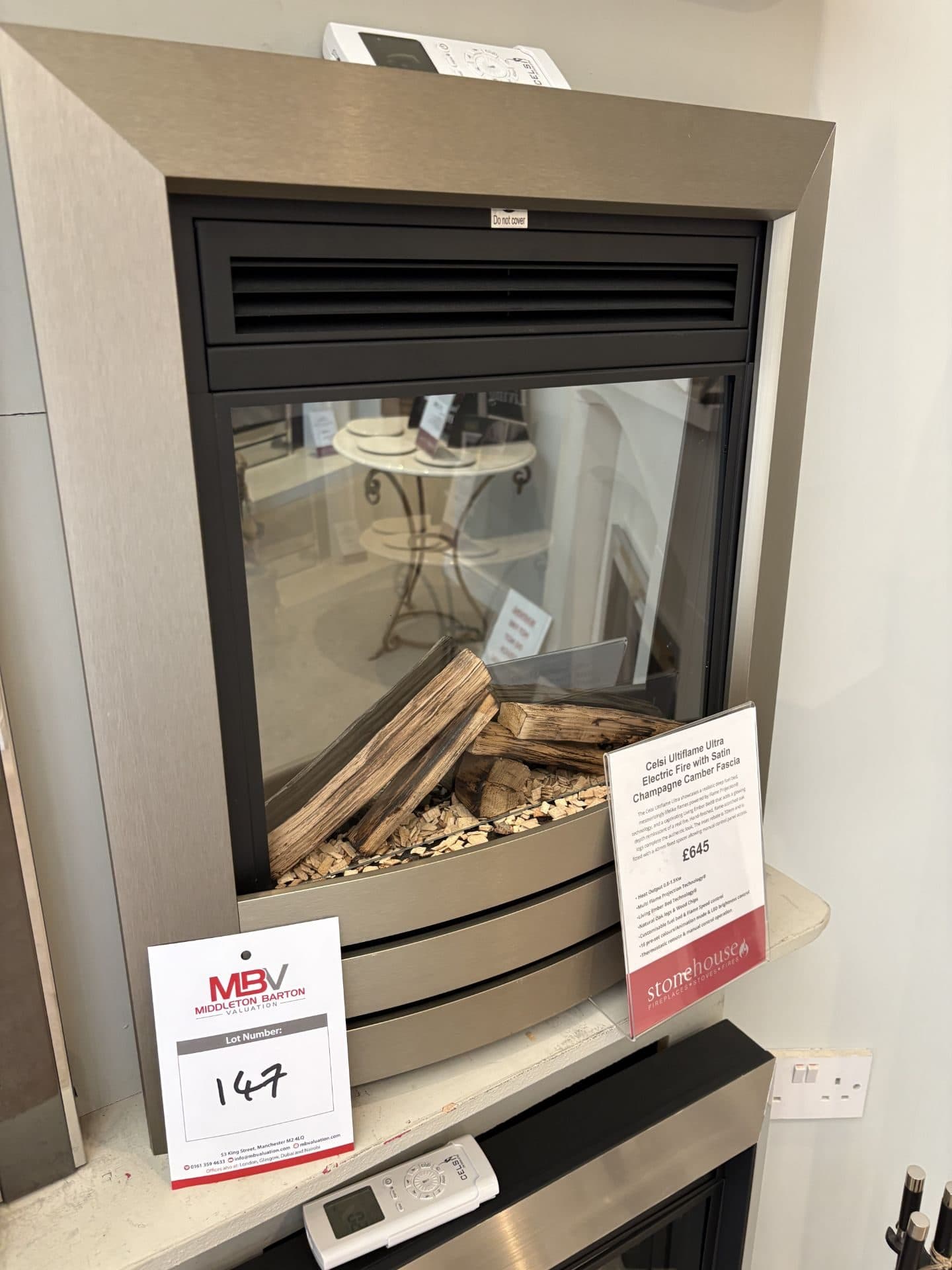Celsi Ultiflame Ultra Camber Electric Fire - Satin Champagne