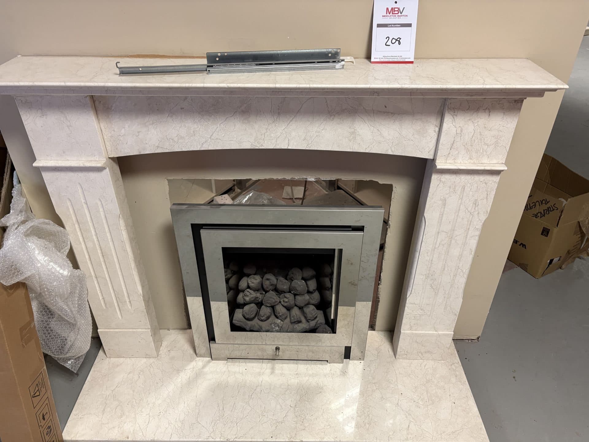 Glass-Fronted Gas Inset Fire - Chrome Fascia (ex-showroom)