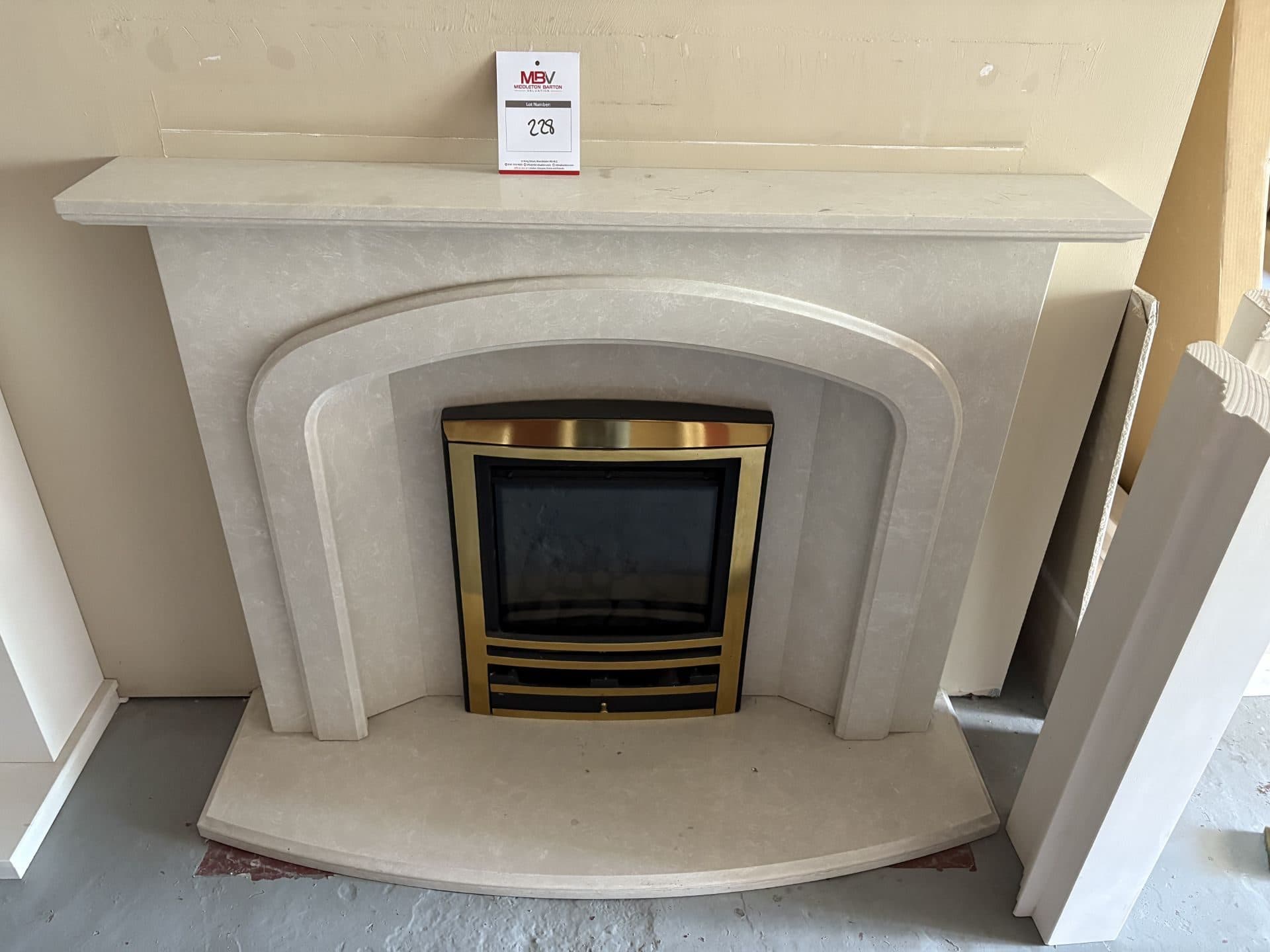 Glass-Fronted Gas Inset Fire - Brass Fascia (ex-showroom)